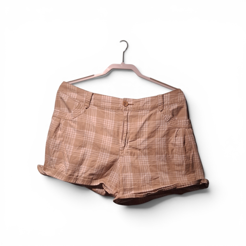 St. John's Bay Plaid Jean Shorts - Cream
